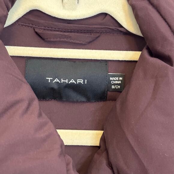 Tahari Puffer Coat Womens S Merlot Down Waterfowl Quilted Belted Winter Outdoor - Picture 7 of 8